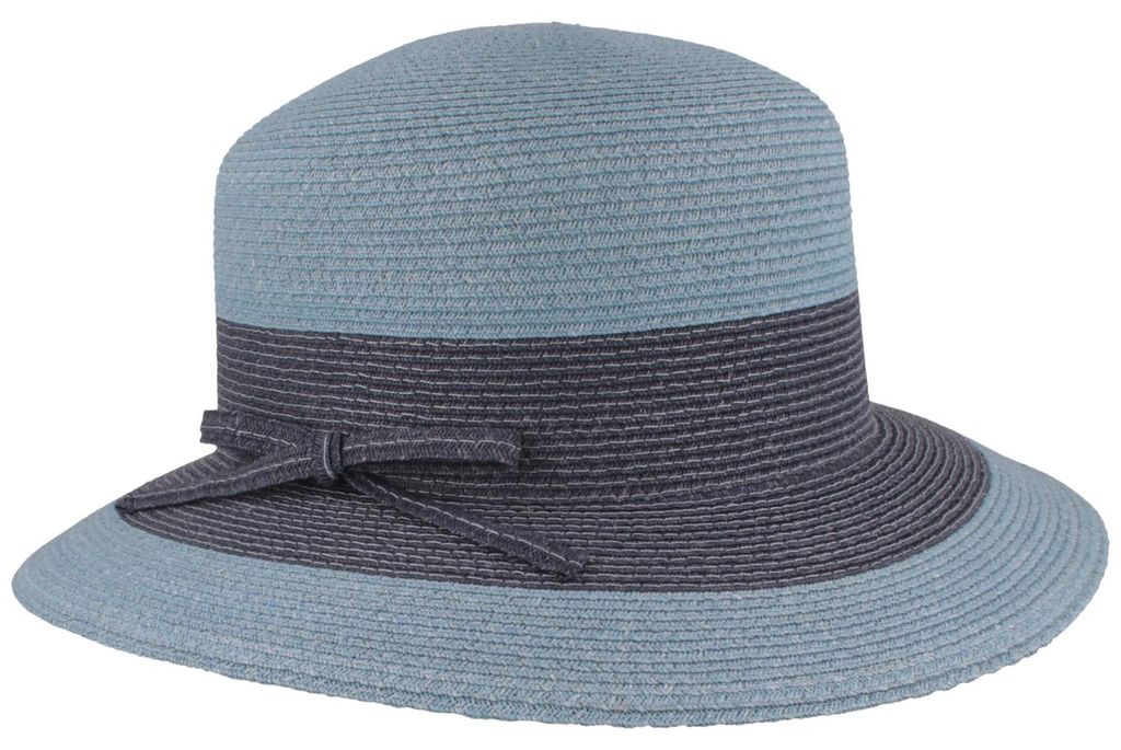 Mayser Damen Raffia-Strohhut Palmira knautschbar mit UV-Schutz, blau, Gr. L