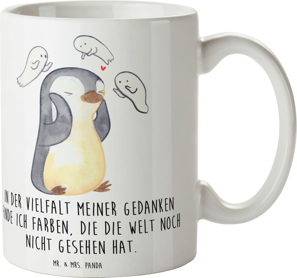 Mr. & Mrs. Panda Tasse Pinguin Schizophrenie - Weiß - Geschenk, Becher, Schizophrene Psychose, Gefühlswelt, Mentale Gesundheit, Kaffeetasse, Kaff...