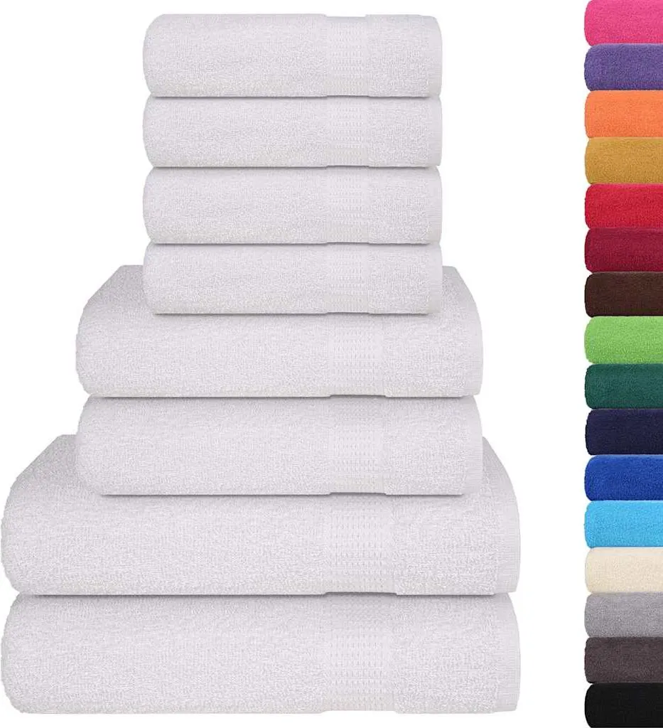 Serviettes de toilette FROGN blanches lot de 8 pièces vidaXL 360g