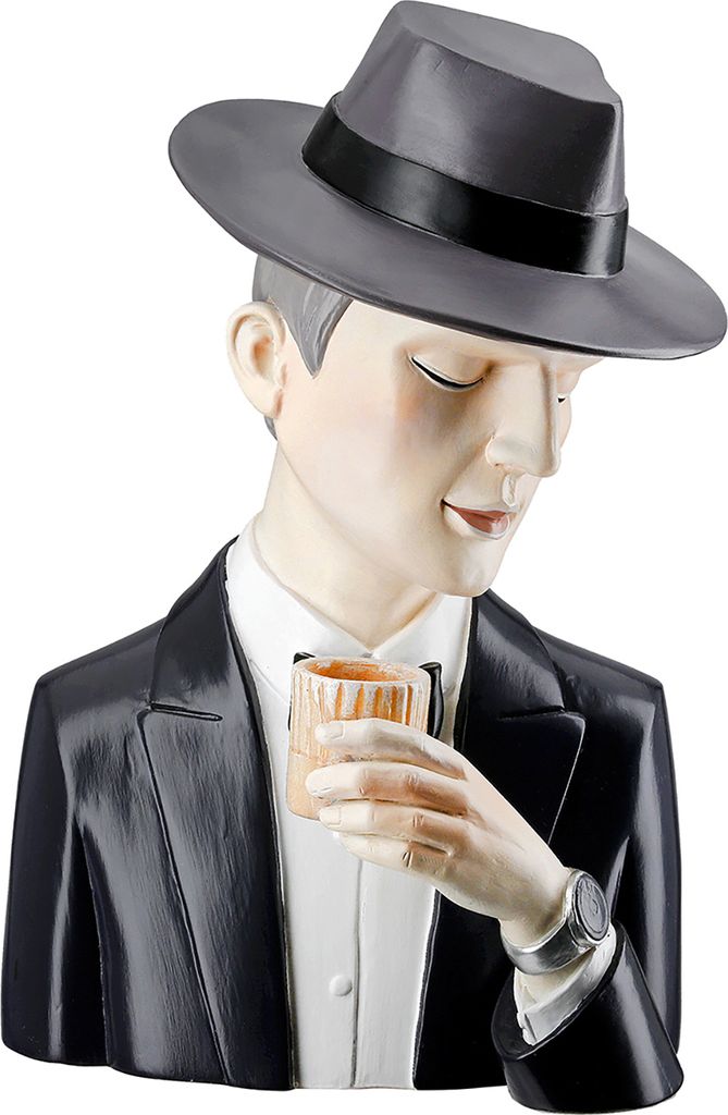Casablanca by Gilde Figur Mann Gentleman mit Whiskyglas, H.26 cm