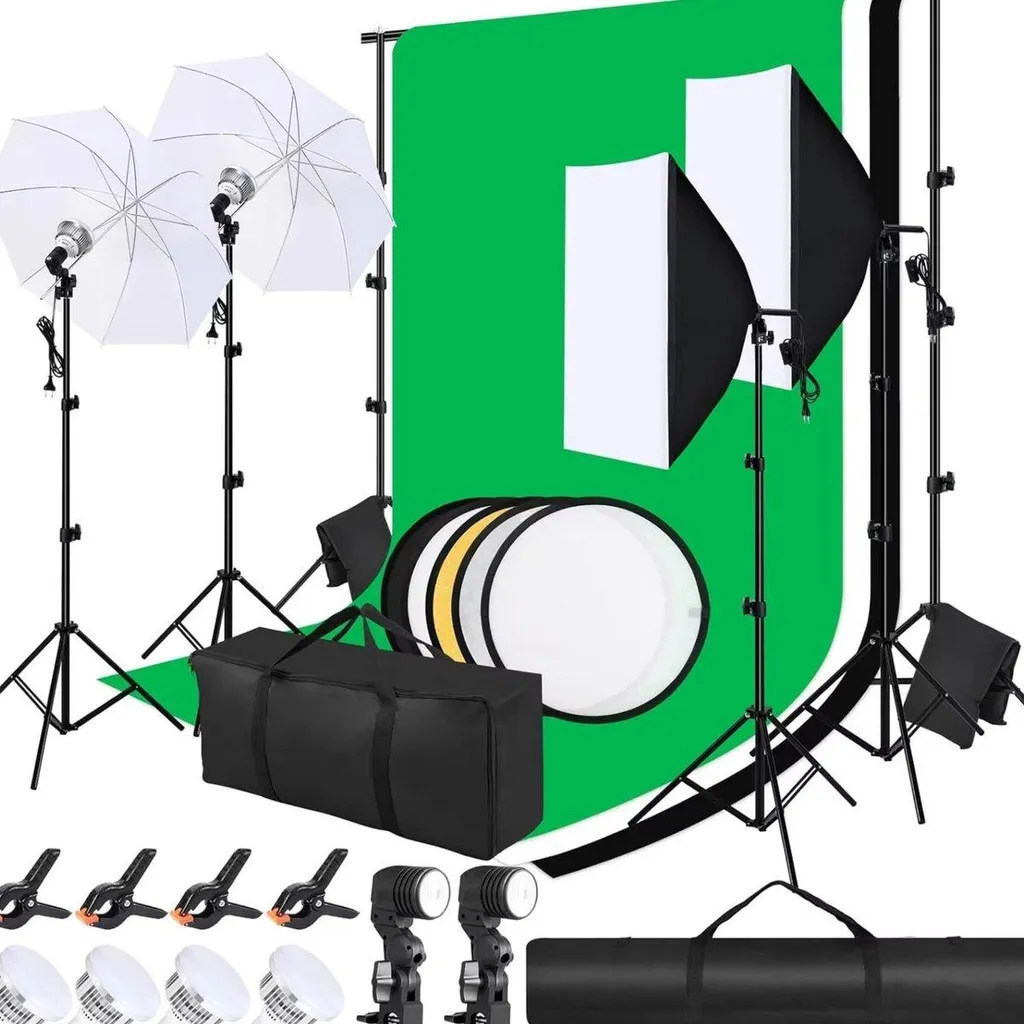 Kit softbox LED Fioren et grand système de fond vert amovible