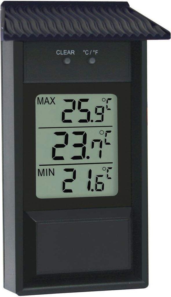SELVA Max.-Min.-Thermometer für drinnen und draußen, schwarz