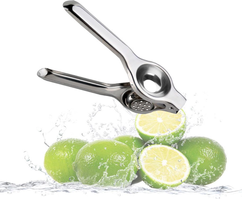 Zitronenpresse aus Edelstahl, manuelle Fruchtpresse, Zitruspresse, Handentsafter, Limettenpresse, Fruchtsaftpresse mit Schnellgriff
