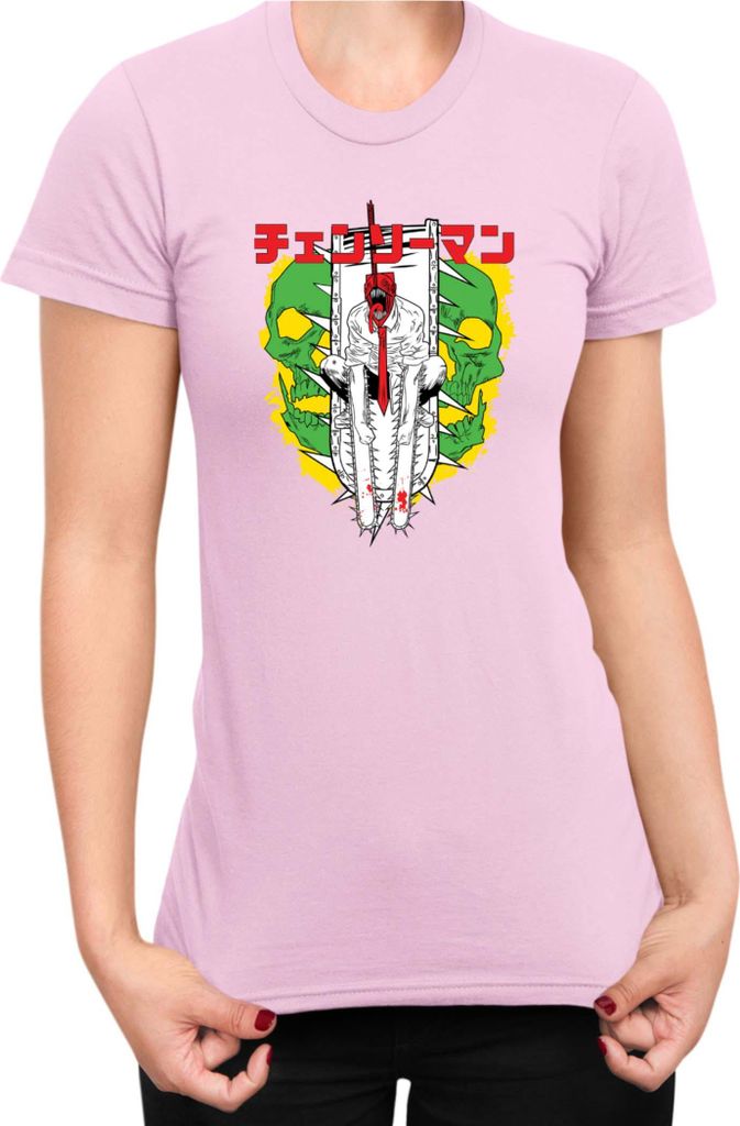 Damen T-Shirt Manga Japan Anime Comics Animation Chainsaw Anime manga Man 01, Lady XL / Hellrosa