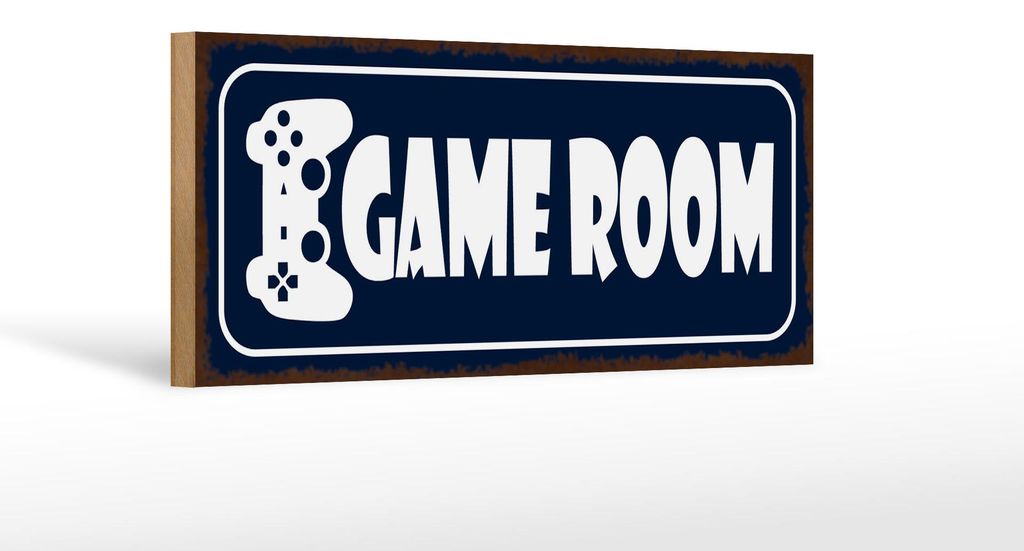 Holzschild Hinweis 27x10cm Game Room