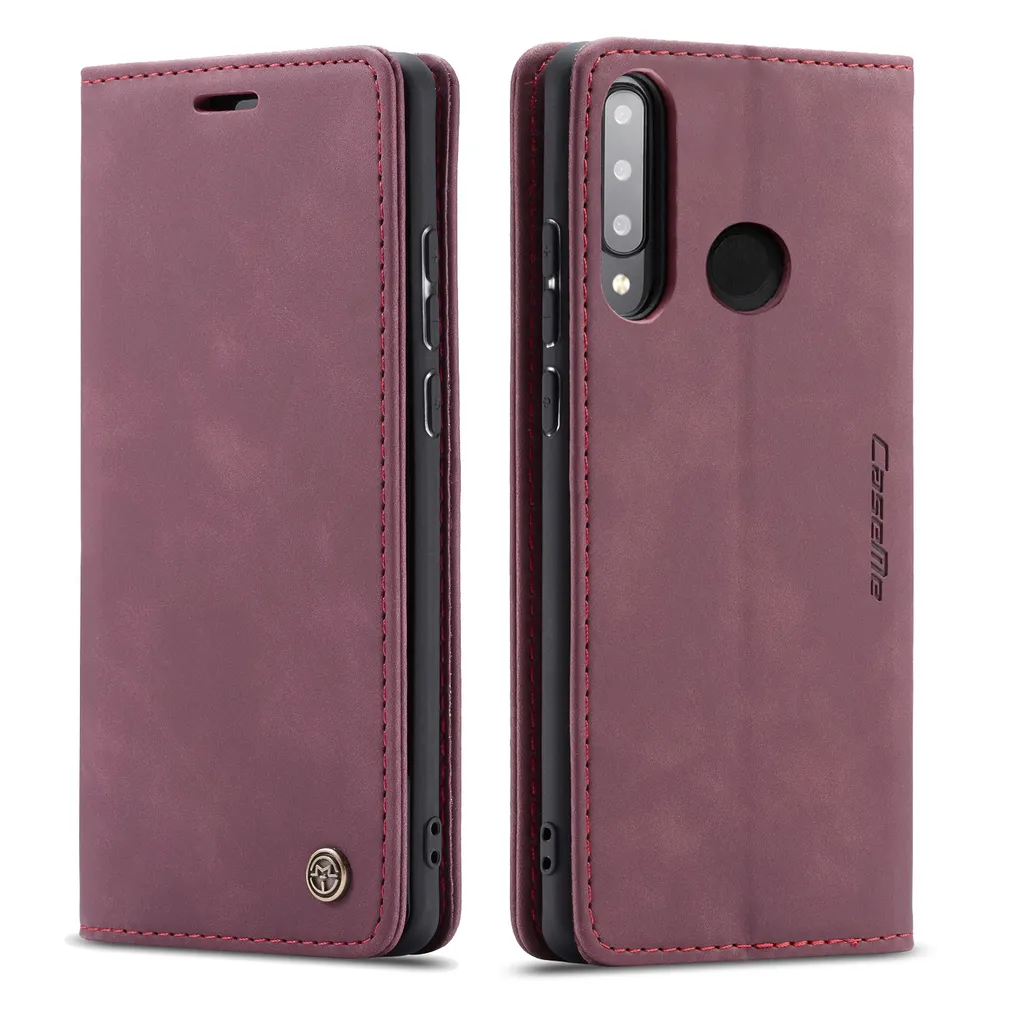 Huawei P30 Lite Case, Retro Custodia in Finto cuoio, tasche per carte, chiusura magnetica, custodia con funzione stand per Huawei P30 Lite rosso
