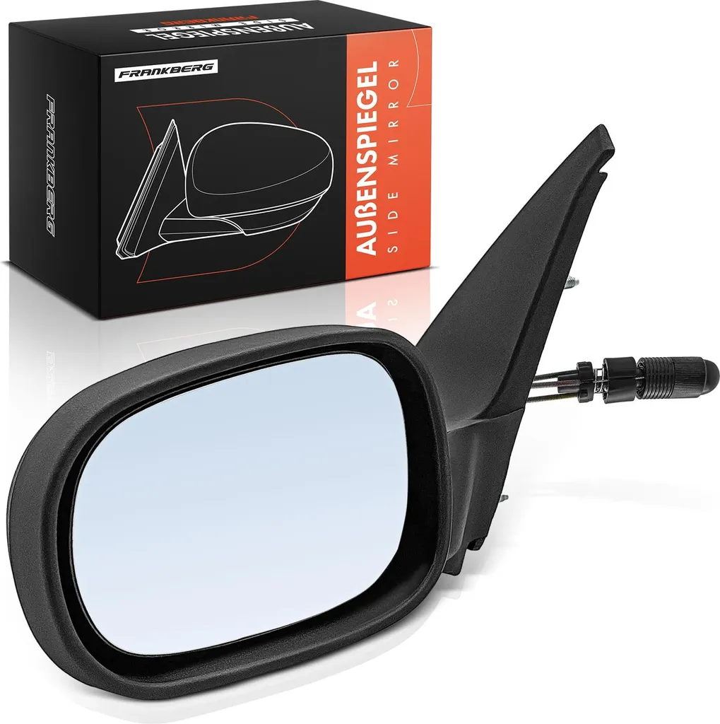 Rétroviseur Clio 5/357 noir robuste, miroir réglable gauche 1994-1998