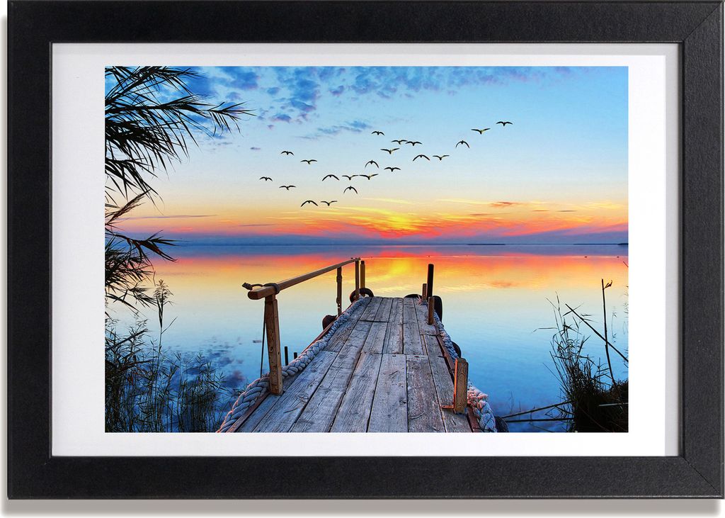 Bild 30x20 MDF-Rahmen, Wandkunst Pier auf dem See Produktbild 