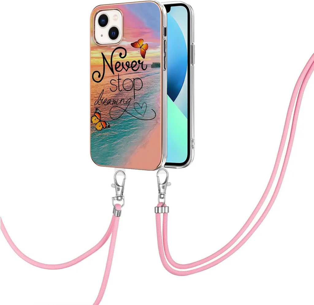 Cover iPhone 14 per Mamme | Custodia con Tracolla Oro e TPU Fantasia - 1