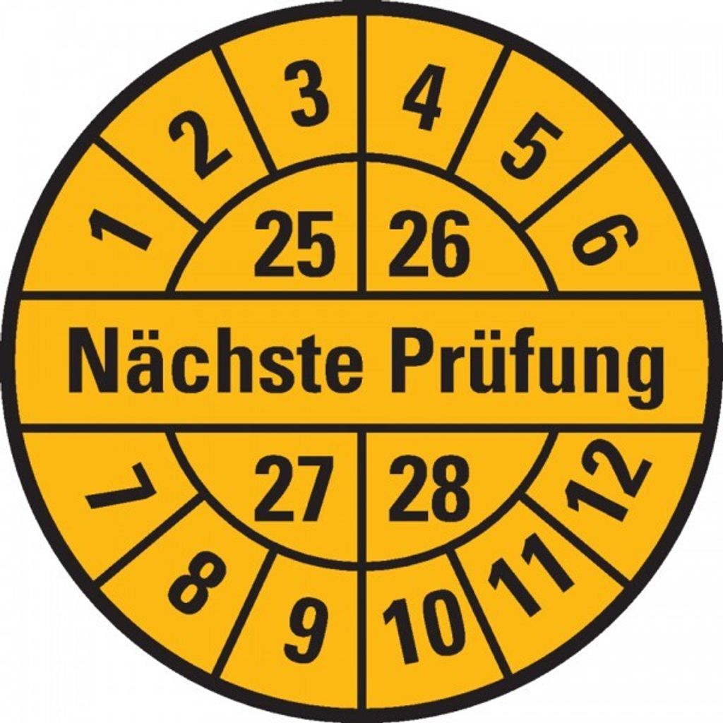 Dreifke Aufkleber I Prüfplakette Nächste Prüfung 25-28, gelb, Dokumentenfoli...
