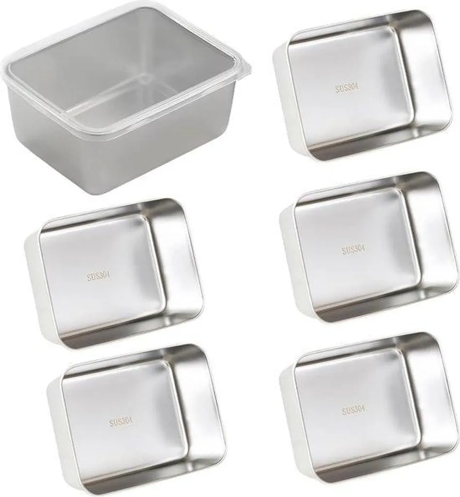 Boîtes de Conservation Empilables en Acier Inoxydable - Set de 6 pcs