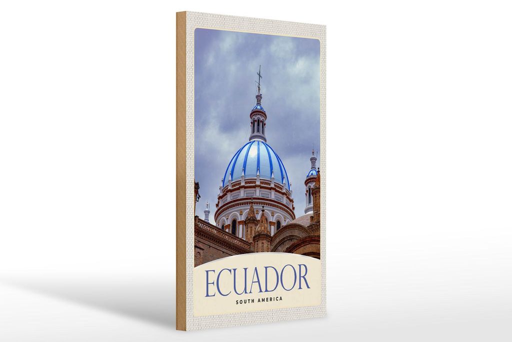 Holzschild Reise 20x30cm Ecuador Süd Amerika Kirche Stadt