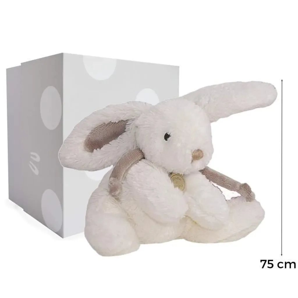 Doudou et Compagnie Lapin Bonbon Taupe 75 cm avec sa Boîte Cadeau Chic