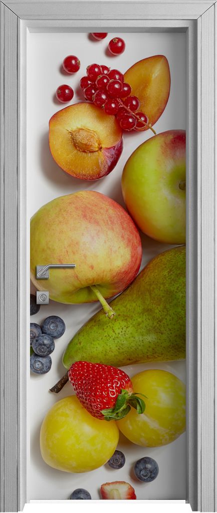 Tür Selbstklebende 70x210 cm Türfolie Türtapete Klebefolie - Weiße Farbige Früchte