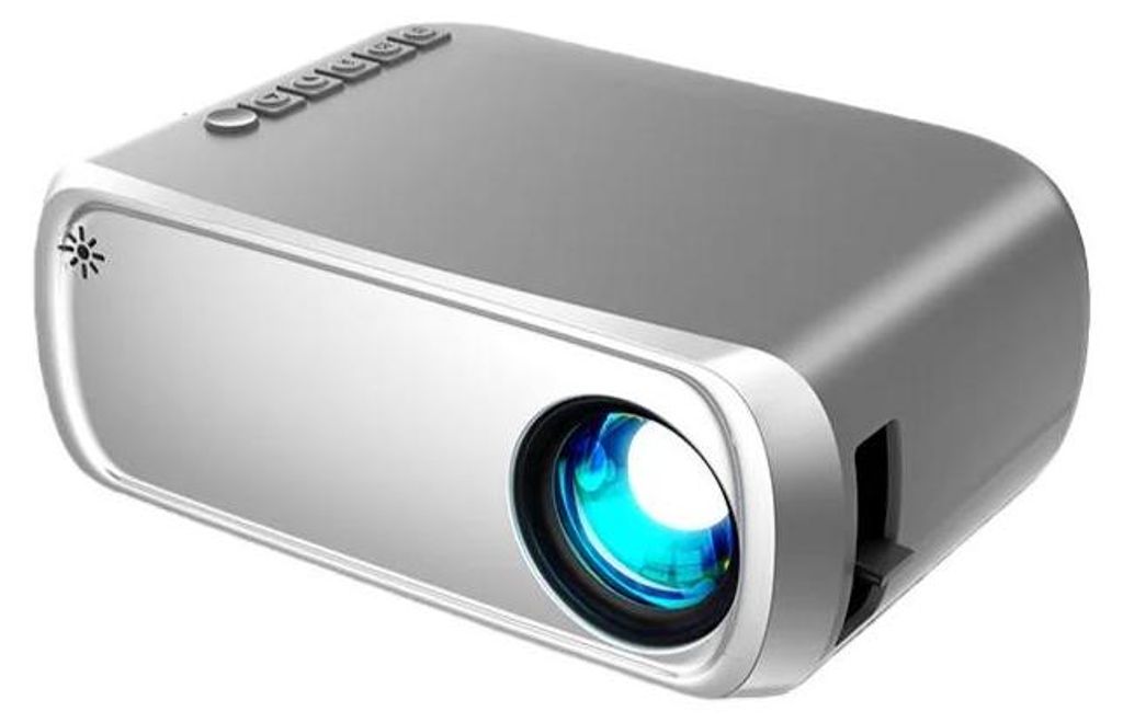 Mini Beamer Projektor - T4 - WLAN Kabellos - Full HD 1080P - LED - Integrierter Akku - Tragbar - Heimkino - Silber