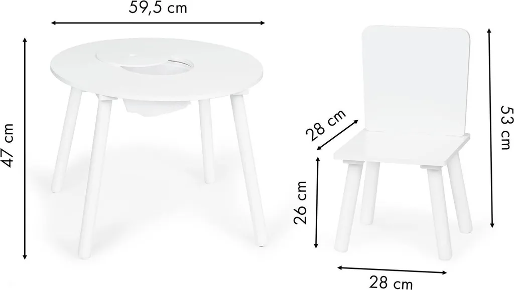 Table enfant et 2 chaises blanches : mobilier robuste pour petits
