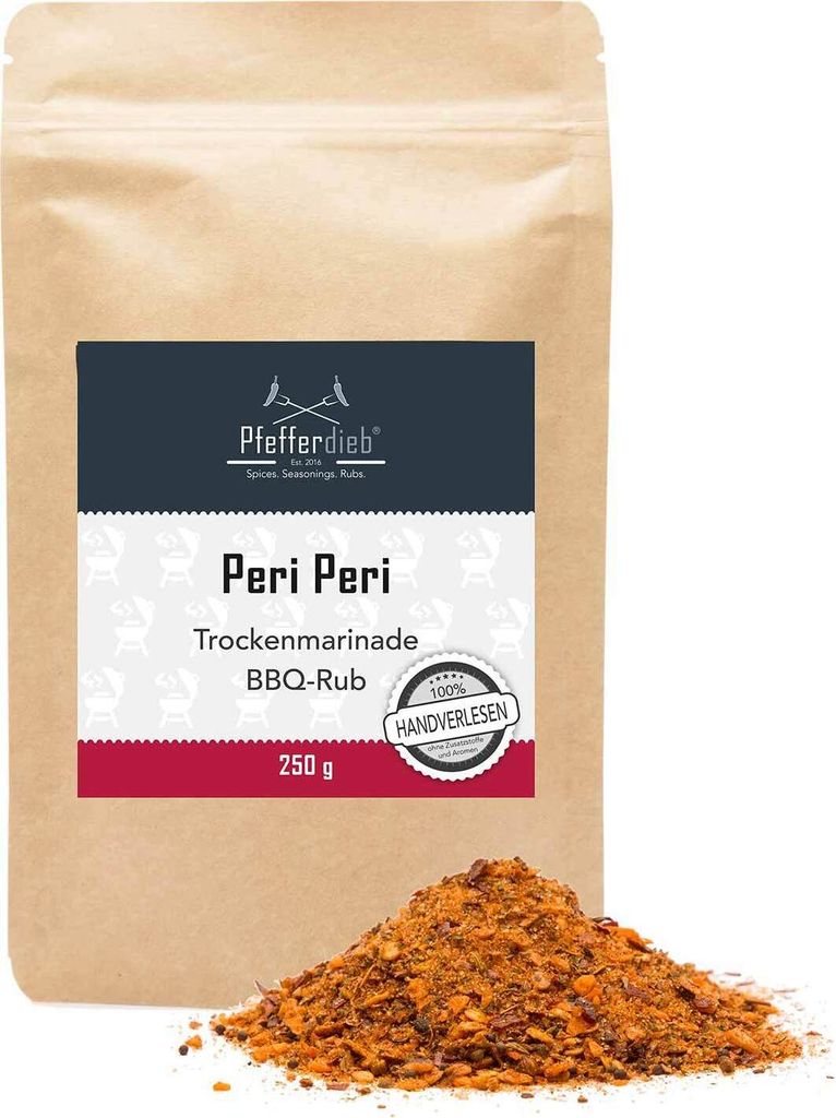 Pfefferdieb - Peri Peri - Premium Grillgewürz, Trockenmarinade, BBQ Rub, 250g