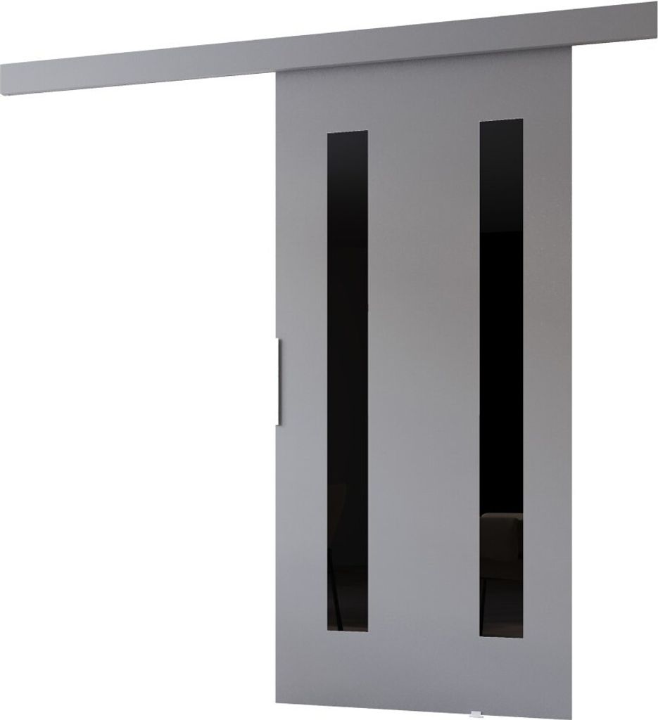 Minio, Schiebetür "CLEAN H", mit schwarzem Dekorelement, Zimmertür, 106cm, Graue Farbe