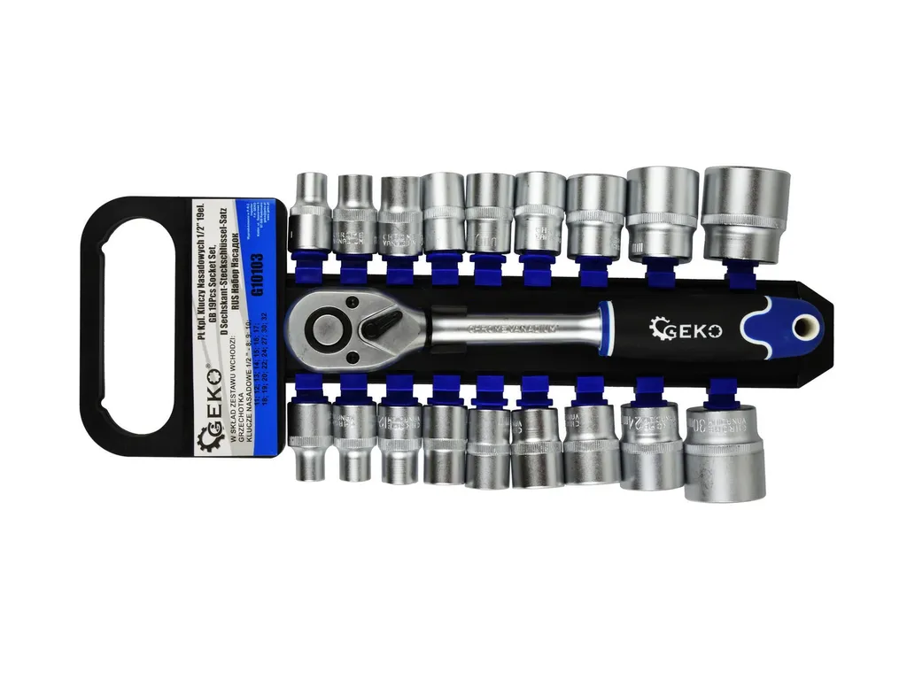 Jeu de 18 clés à douilles 1/2 pouces G103 cliquet 8-32mm en acier CrV