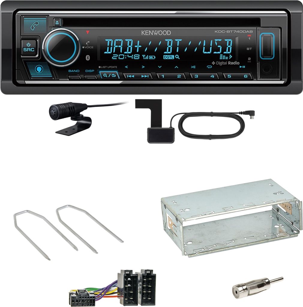 Kenwood KDC-BT740DAB Digitalradio Bluetooth Einbauset für Peugeot 206 206 CC