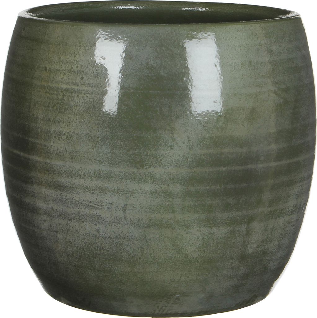 Mica Decorations Lester Blumentopf - H26 x Ø28 cm - Terrakotta - Grün