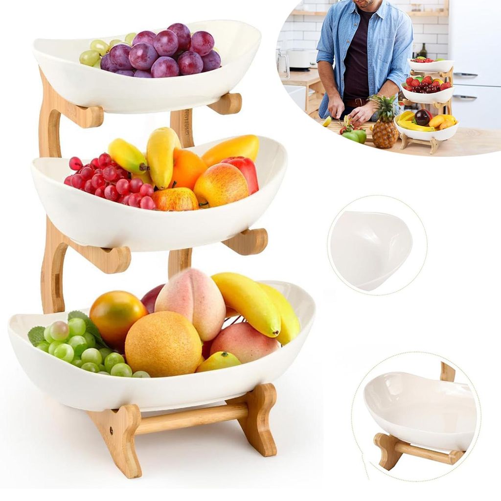 Obst Etagere mit 3 Etagen, Platzsparendes Obstkorb Etagere Produktbild 