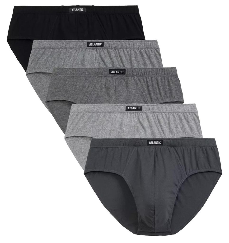 Atlantic Slips 5er Pack Classic Grau/Schwarz XL - 100% Baumwolle