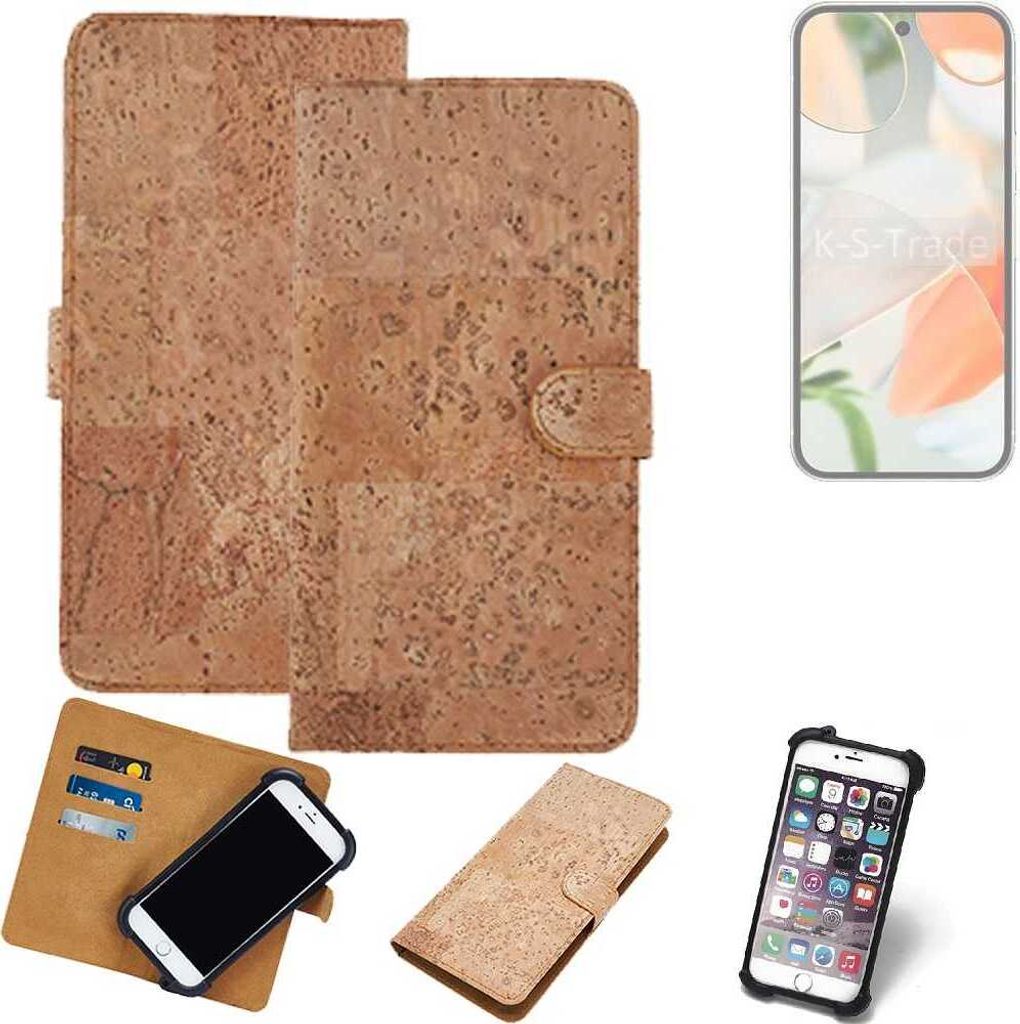 K-S-Trade Hülle kompatibel mit Google Pixel 9 Kork Handyhülle Cover Schutzhülle TPU Case Bumper in Hellbraun, (1x)