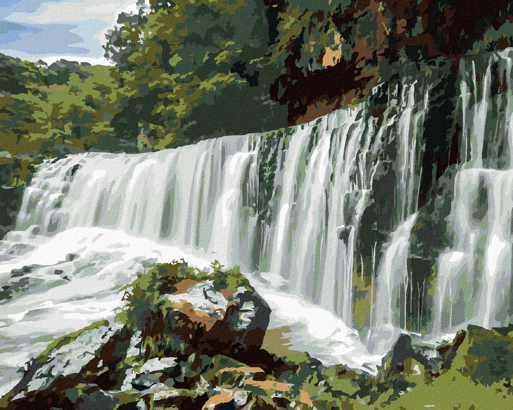 Zuty - Malen nach Zahlen - WASSERFALL IN ENGLAND, 40x50 cm, ohne Keilrahmen