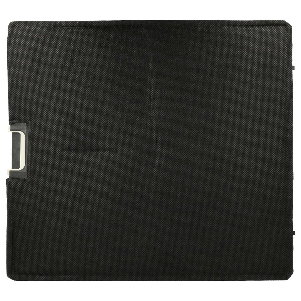 A black product cover or bag with a white handle on the left side.