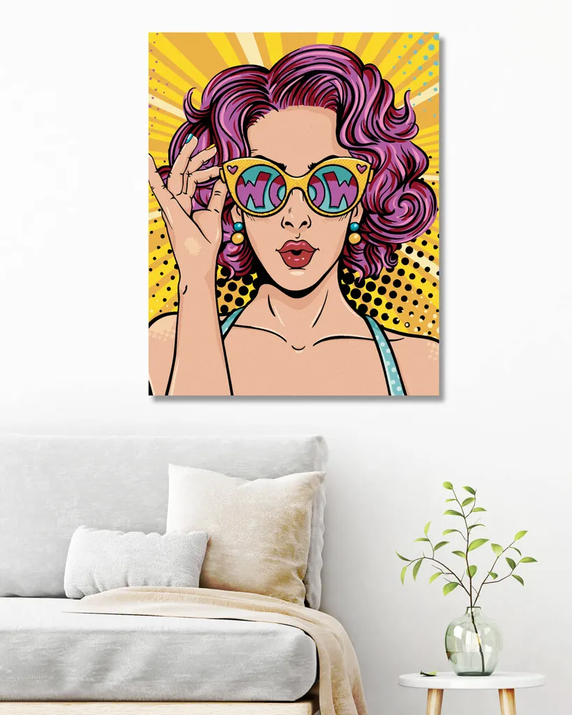 Kit Fai da Te Diamond Painting Pop Art Donna Capelli Rosa 40x50 Zuty - 2