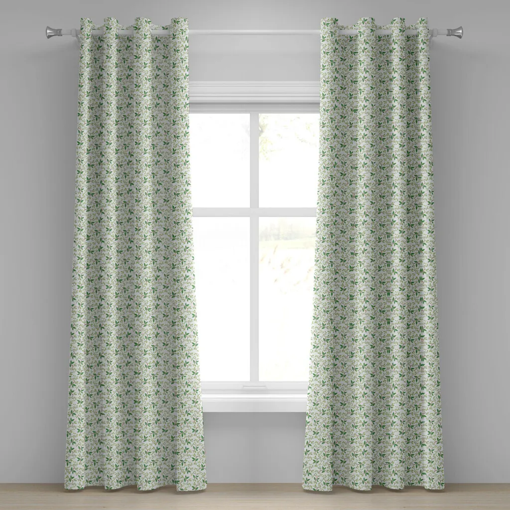 Rideau à œillets ABAKUHAUS 280x175 cm à motif feuilles vertes