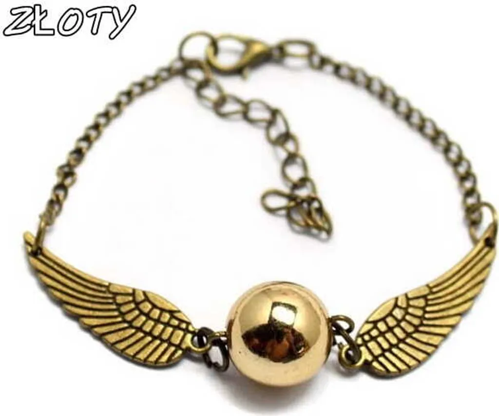 Braccialetto Harry Potter con ali di strega d'oro, oro/argento, metallo per gioielli, 19 cm + 5 cm di estensione