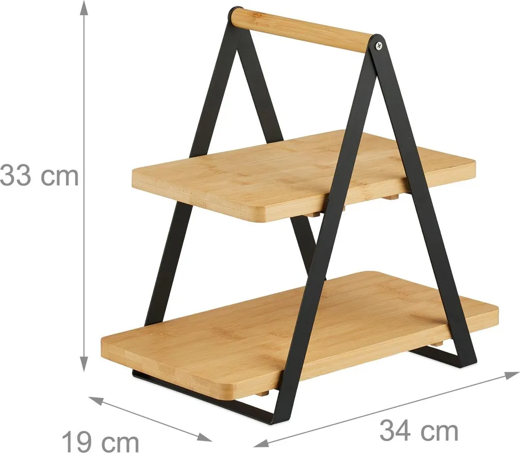 Présentoir à thé 8 compartiments en bois de bambou et structure métal