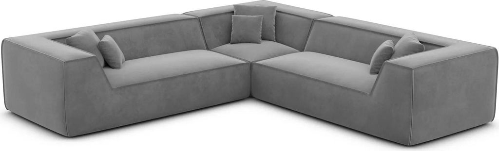 Samtstoff Ecksofa Liberia Dunkelgrau