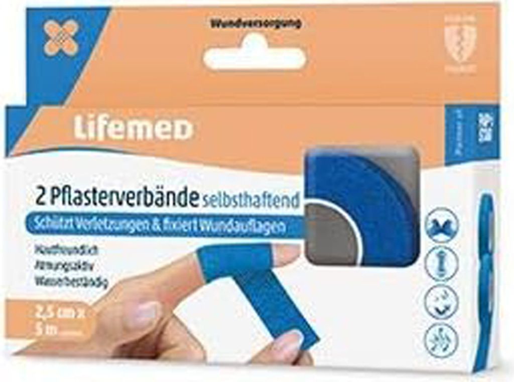 Lifemed Pflasterverband selbsthaftend blau 2 Rollen Produktbild 