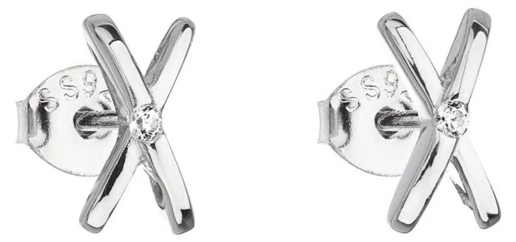Bijoux d'oreilles croix argent et zircons pour femme et ado chic