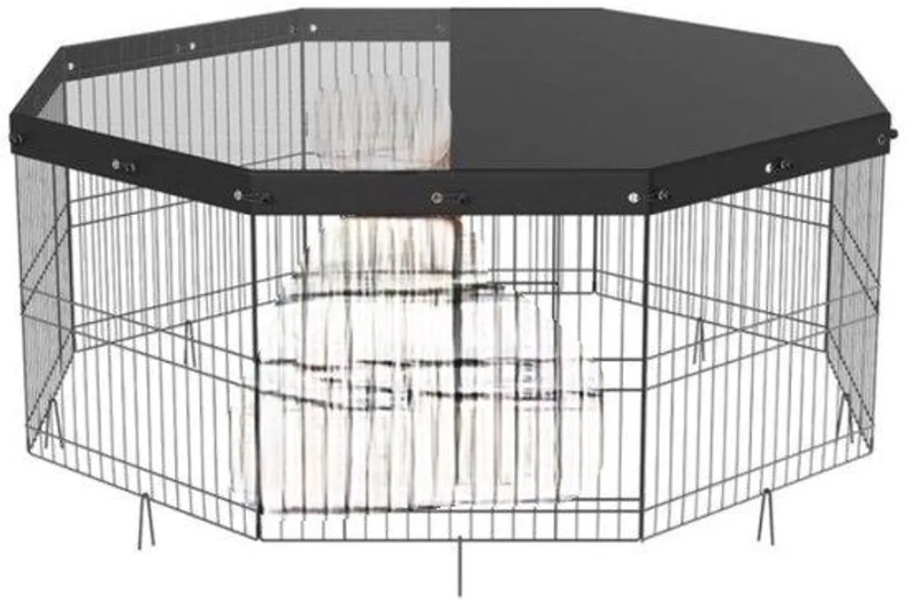 Enclos pour chien extérieur 160 x 160 cm avec toit et espace détente