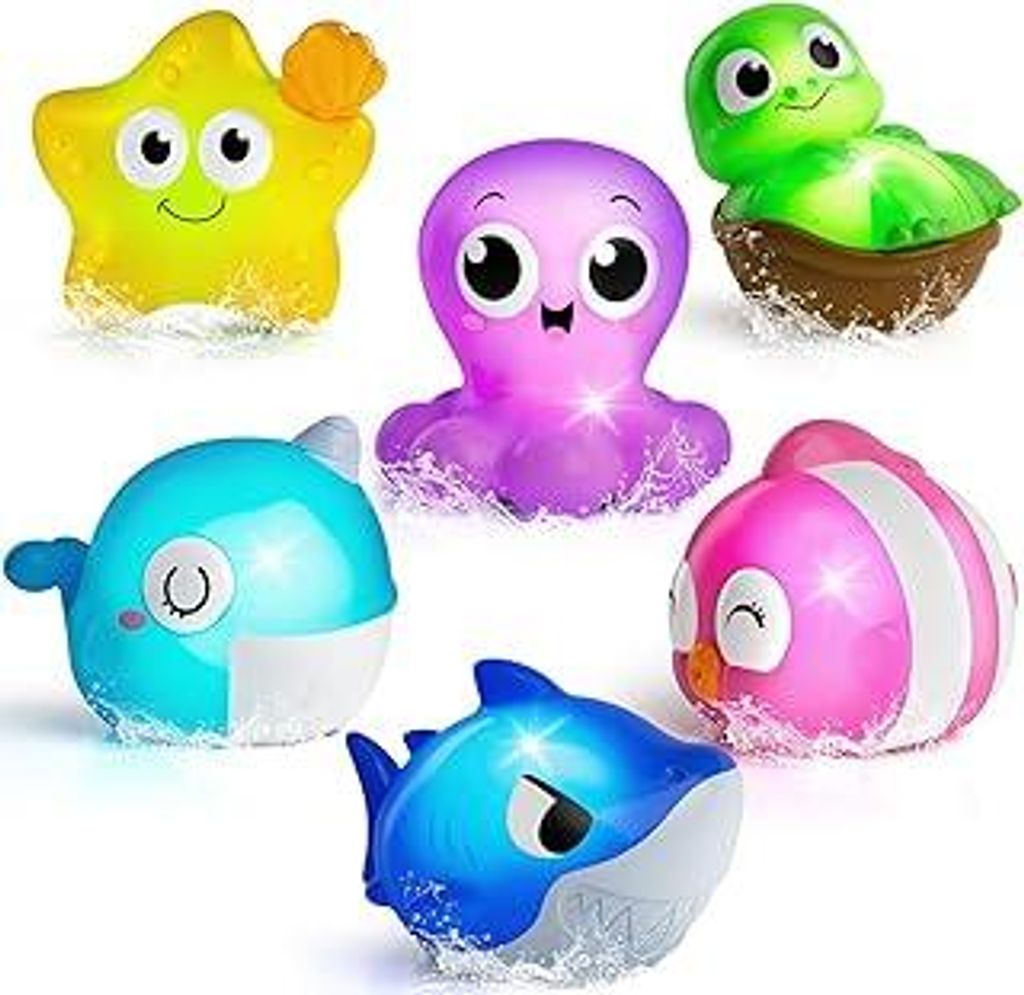 Badespielzeug Baby, Badewannenspielzeug, Baby ab 1 Jahr, Leuchtet Sensorik Wasserspielzeug Kinder, Flottendes Poolspielzeug, Niedliches Wasser Spie...