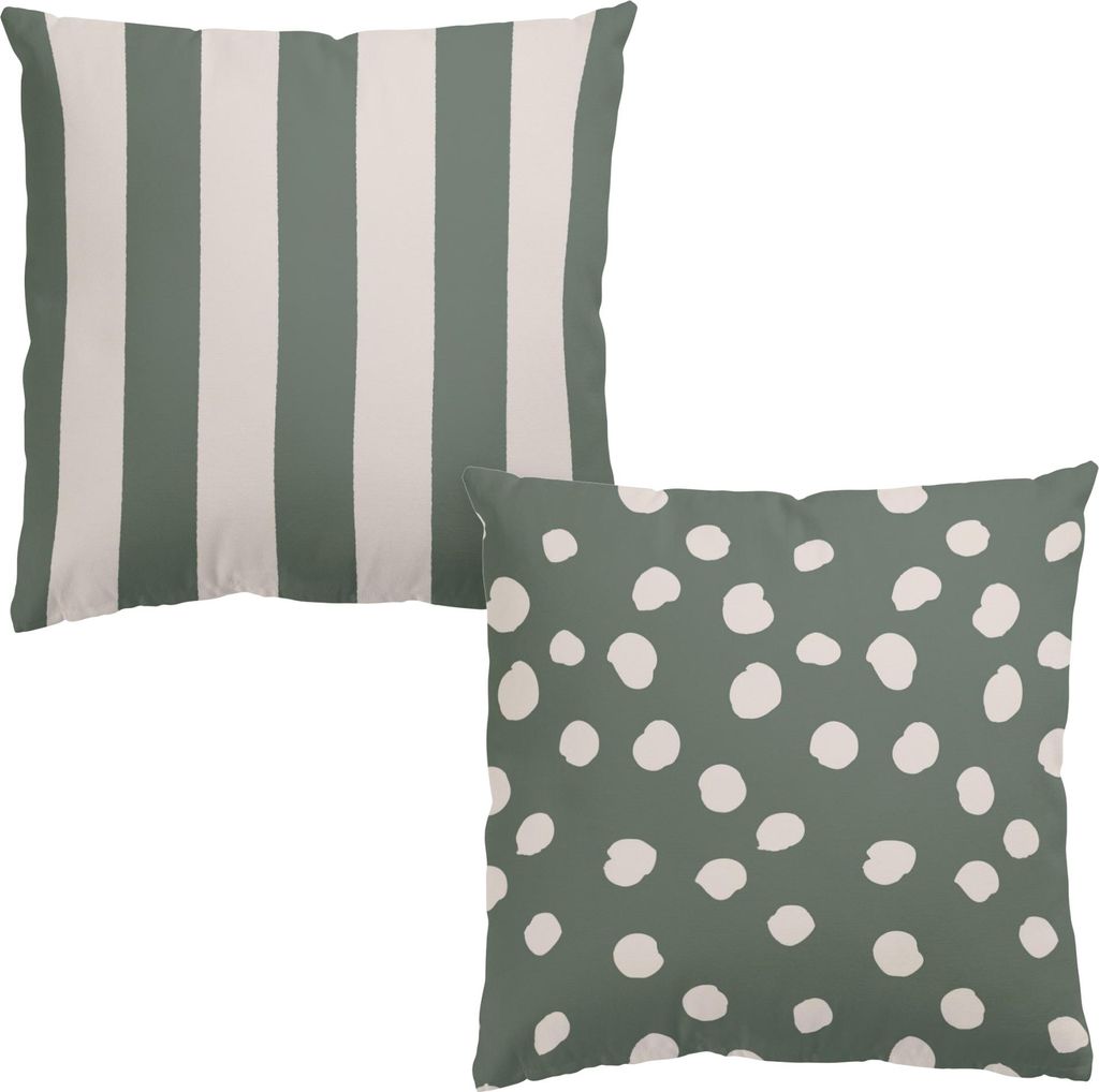 Dekokissen 2-teilig Muster drinnen / Indoor Zierkissen Samt waschbar Punkte grün Abstrakt Sofakissen ohne Füllung