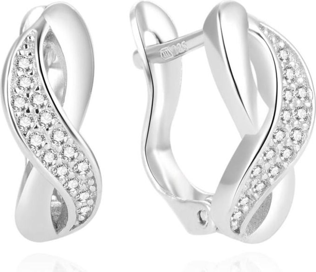 Elegant silver earrings with zircons AGUC1861