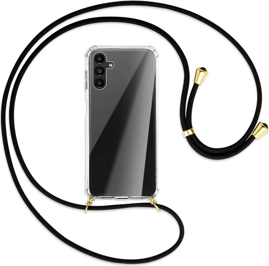 Handykette Backcover-Schutzhülle mit Band (Metall goldfarben) für Samsung Galaxy A13 5G - schwarz