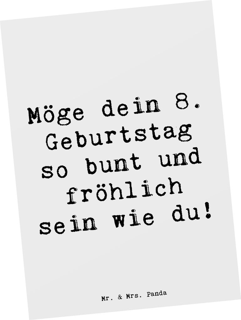 Mr. & Mrs. Panda Grußkarte Spruch 8. Geburtstag Freude - Weiß - Geschenk, Kindergeburtstag, Ansichtskarten, Geburtstagsgeschenk, Fotokarte, bildk...