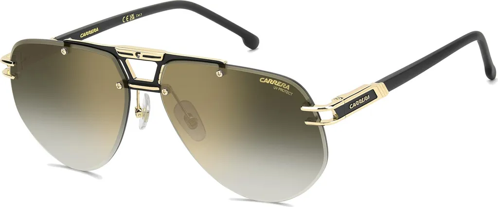 Carrera 1087/S Lunettes de Soleil Homme Matte Black Gold Green Shaded