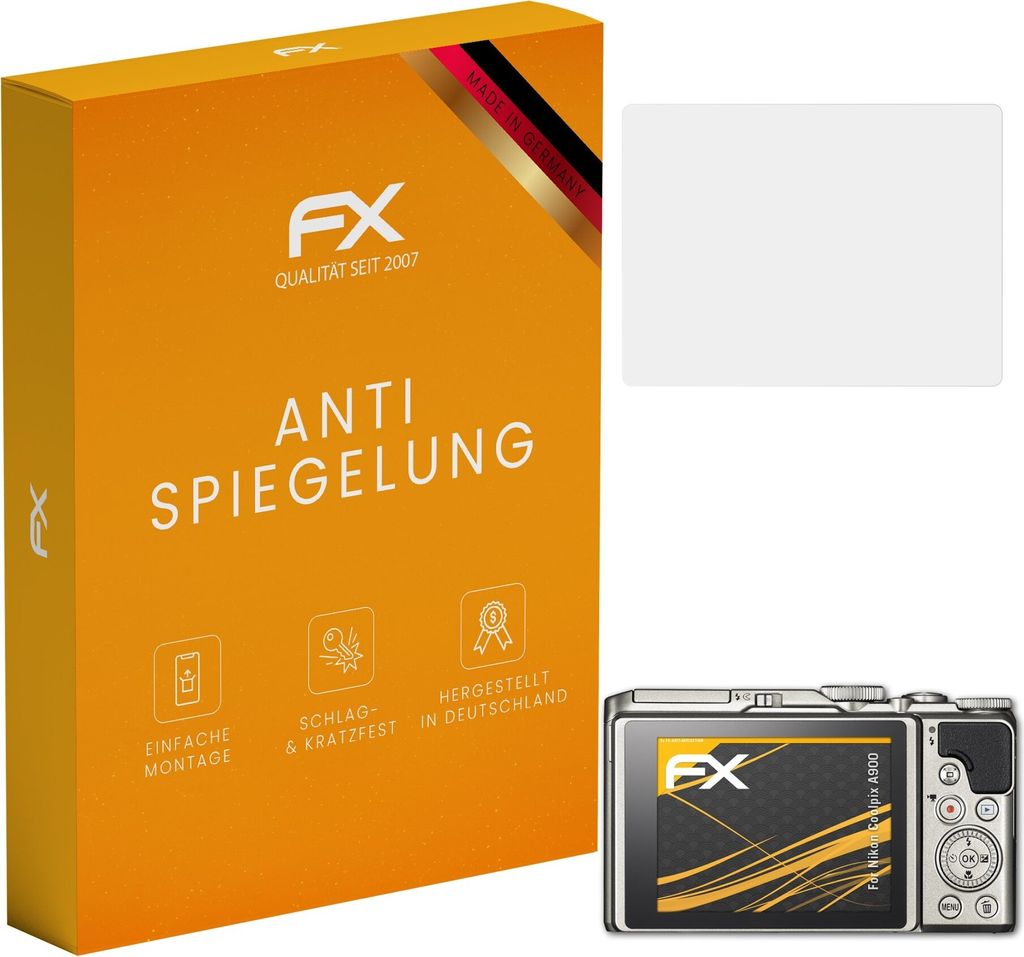 atFoliX FX-Antireflex 3x Schutzfolie kompatibel mit Nikon Coolpix A900 Displayfolie