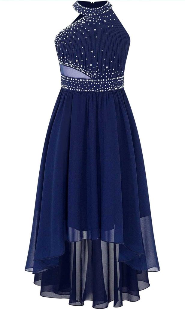 Festliches Prinzessinnenkleid für Mädchen – Chiffon Neckholder, Strass & Eleganz | Gr. 152 Für Party, Hochzeit, Taufe & Festlichkeit