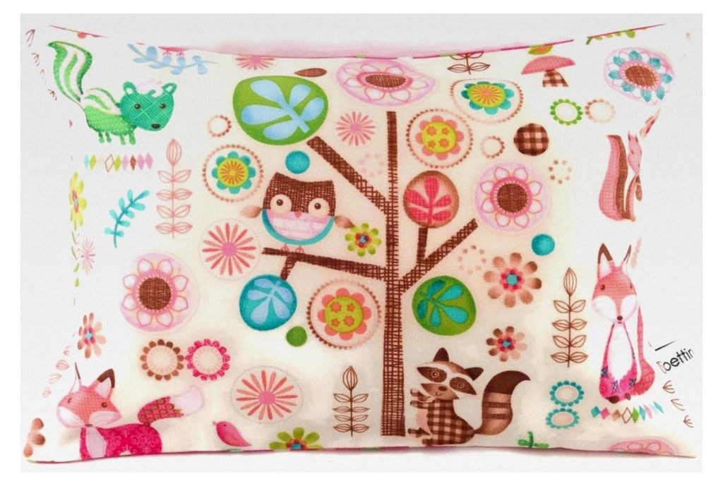 Kuschelkissen Eule Fuchs Baum bunt - 30 cm x 20 cm