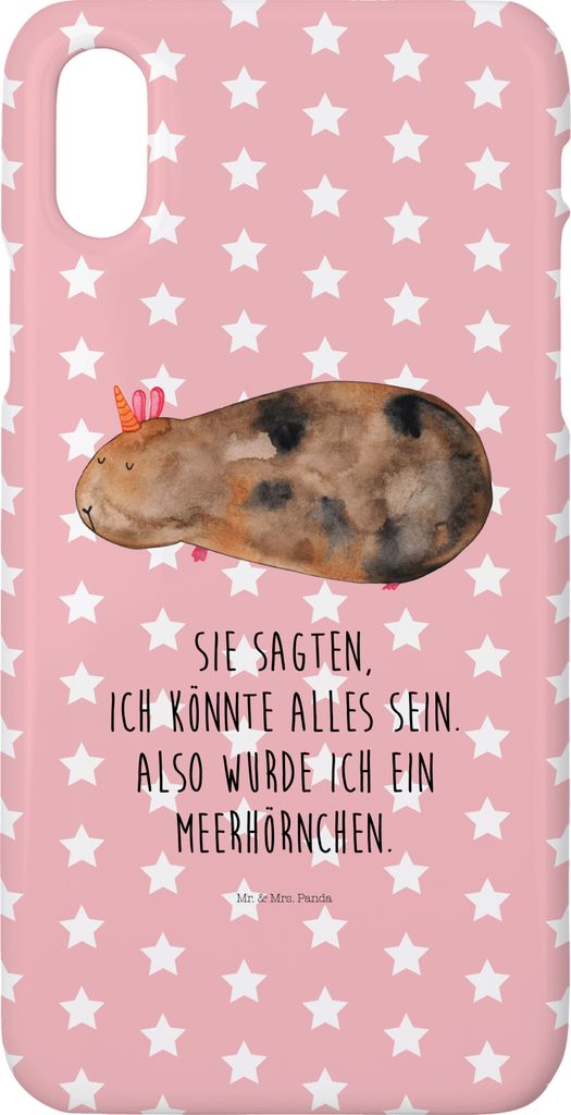 Mr. & Mrs. Panda Iphone 10 Handyhülle Einhorn Meerschweinchen - Rot Pastell - Geschenk, Unicorn, Cover, Meerhörnchen, Meerschwein, Einhörner, H...