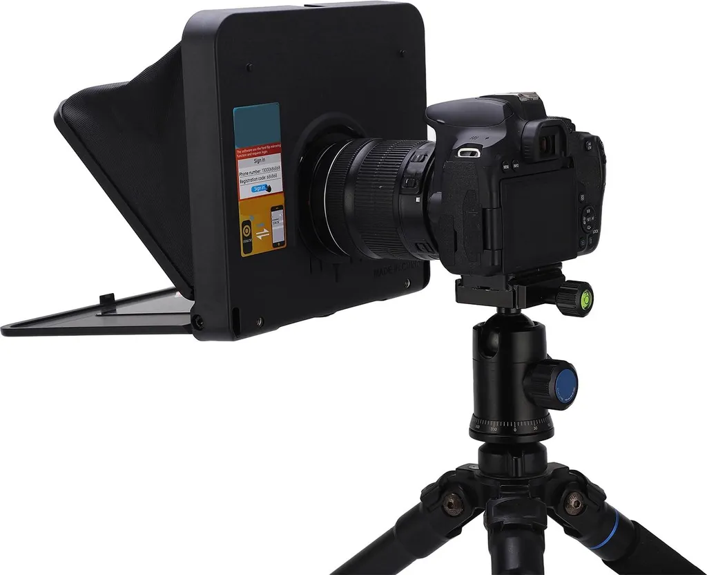 Téléprompteur Portable pour Vidéastes avec Télécommande et Support SLR