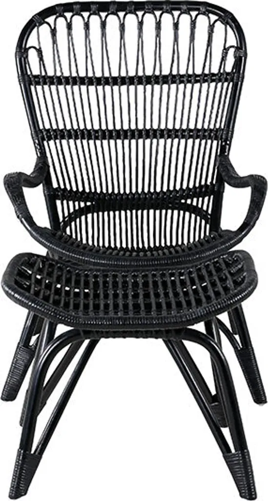 Fauteuil de relaxation avec pouf Ella coloris noir idéal pour la lecture